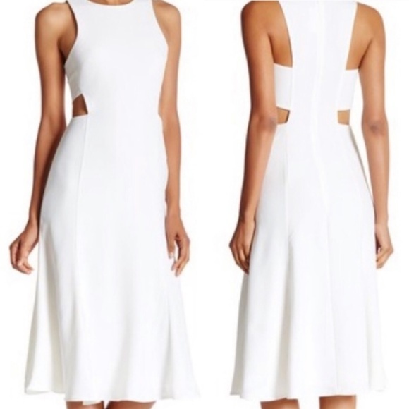 white cut out midi dress